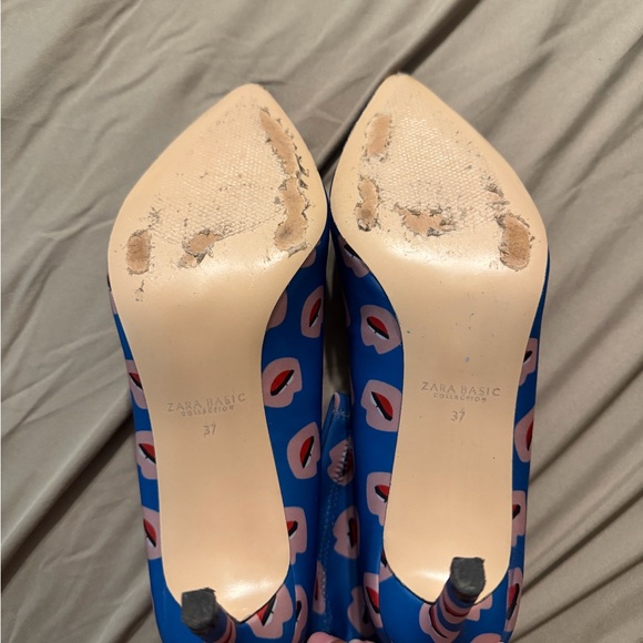 Zara Blue Graphic Print Pointed Toe Ankle Boots – EU 37 (US 6.5–7) - Picture 3 of 9